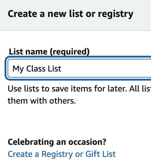 my class list how to create an amazon wish list 